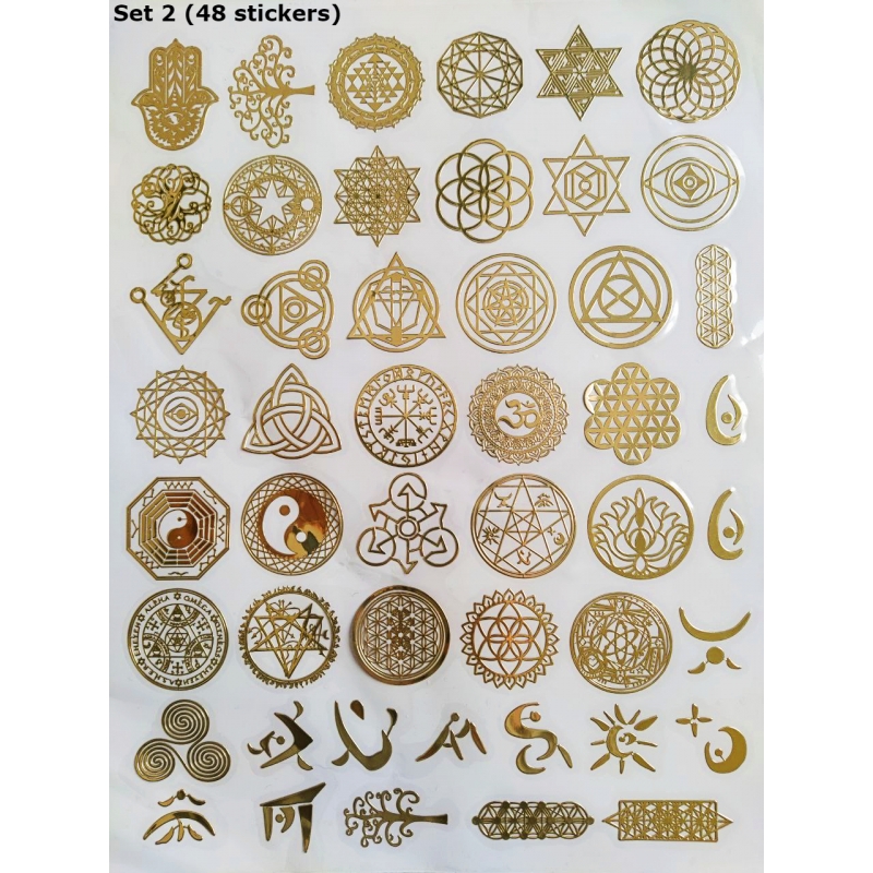 Adesivos Metálicos Geometria Sagrada, autocolantes, chokurei, cubo metatron, flor da vida, chacras, mandalas, árvore da vida