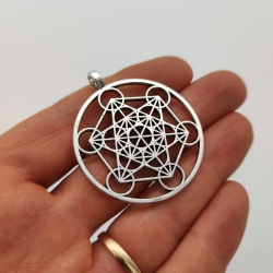 Cubo Metatron prateado (3un) mandala geometria sagrada