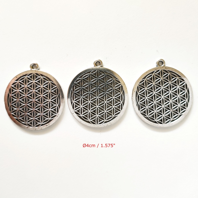 Flor da Vida Prateada (3un x 4cm) mandala geometria sagrada