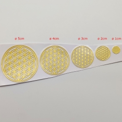 Adesivos Flor da Vida metálica dourada (5un) Geometria Sagrada