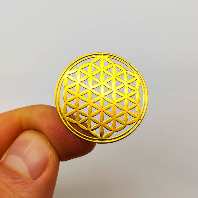 5 Flor da Vida Adesivos metálicos Dourados (5un) Geometria Sagrada