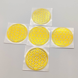5 Flor da Vida Adesivos metálicos Dourados (5un) Geometria Sagrada