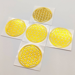 5 Flor da Vida Adesivos metálicos Dourados (5un) Geometria Sagrada