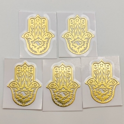 5 Hamsá Adesivos metálicos Dourados (5unx2.9cm) Geometria Sagrada