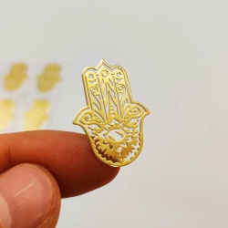 5 Hamsá Adesivos metálicos Dourados (5unx2.9cm) Geometria Sagrada