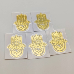 5 Hamsá Adesivos metálicos Dourados (5unx2.9cm) Geometria Sagrada