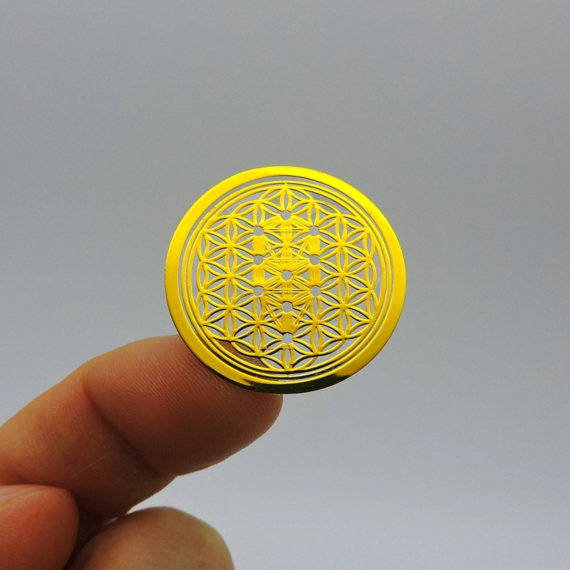 Flor da Vida com Árvore da Vida Adesivos metálicos Dourados (5x3cm) Geometria Sagrada