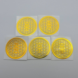 Flor da Vida com Árvore da Vida Adesivos metálicos Dourados (5x3cm) Geometria Sagrada