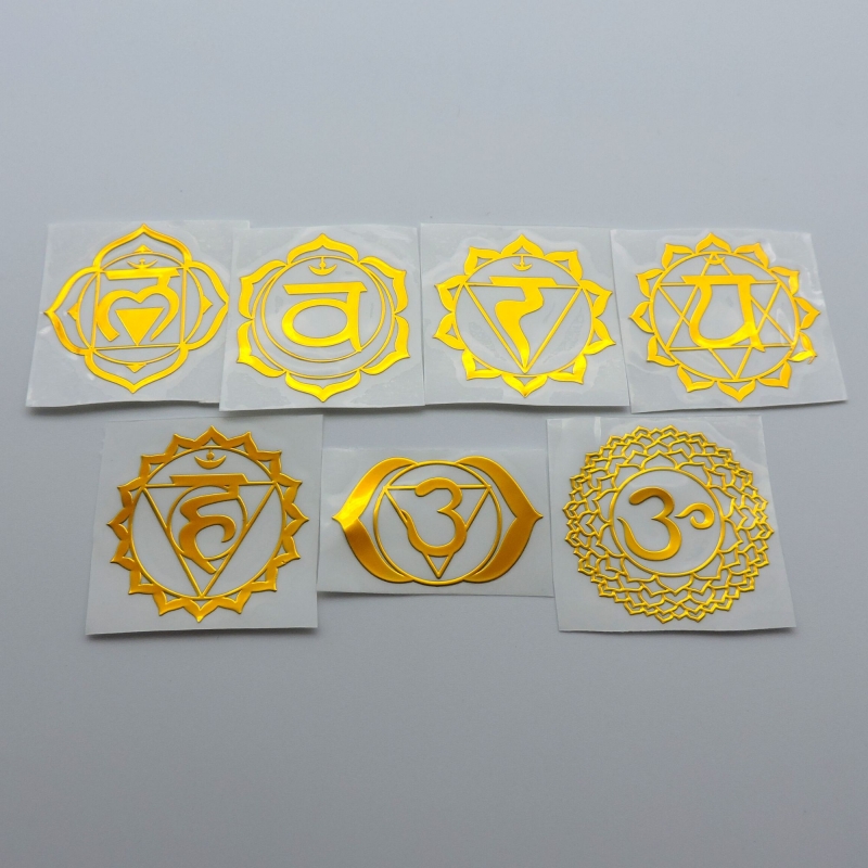 7 Chacras Adesivos metálicos Dourados (7x3.5cm) Geometria Sagrada