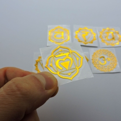 7 Chacras Adesivos metálicos Dourados (7x3.5cm) Geometria Sagrada