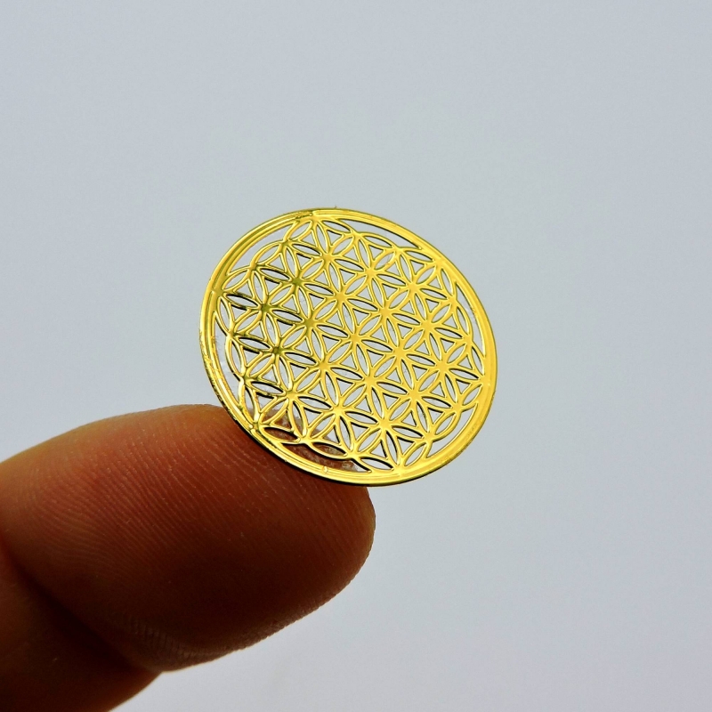 5un Flor da Vida Adesivos metálicos Dourados (5un 2cm) Geometria Sagrada