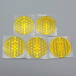5un Flor da Vida com Árvore da Vida Adesivos metálicos Dourados (5un 2cm) Geometria Sagrada
