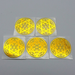 5un Flor da Vida com Estrela de David Adesivos metálicos Dourados (5un 2cm) Geometria Sagrada