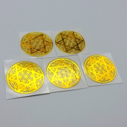 5un Flor da Vida com Estrela de David Adesivos metálicos Dourados (5un 2cm) Geometria Sagrada
