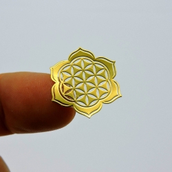 5un Flor da Vida em Flor de Lótus Adesivos metálicos Dourados (5un 2cm) Geometria Sagrada