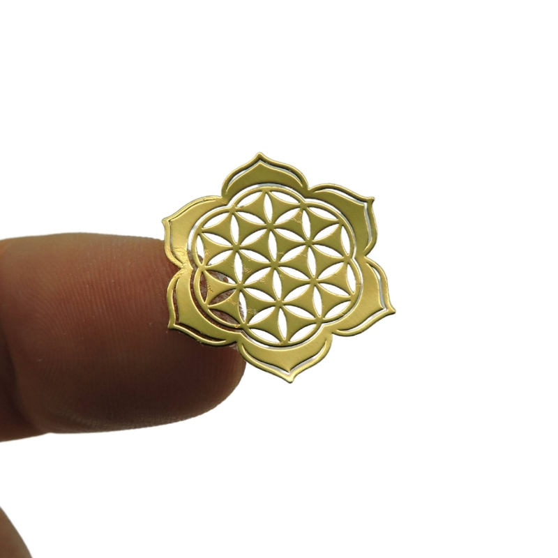 5un Flor da Vida em Flor de Lótus Adesivos metálicos Dourados (5un 2cm) Geometria Sagrada