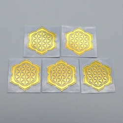 5un Flor da Vida em Flor de Lótus Adesivos metálicos Dourados (5un 2cm) Geometria Sagrada