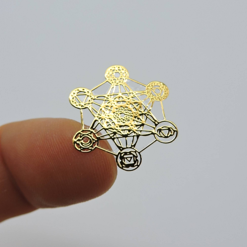 5 Metatron c/ Chakras Adesivos metálicos Dourados (5unx2cm) Geometria Sagrada