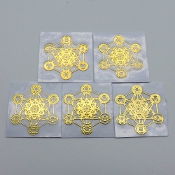 5 Metatron c/ Chakras Adesivos metálicos Dourados (5unx2cm) Geometria Sagrada