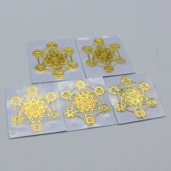 5 Metatron c/ Chakras Adesivos metálicos Dourados (5unx2cm) Geometria Sagrada