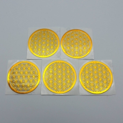 5un Flor da Vida Adesivos metálicos Dourados (5unx3.5cm) Geometria Sagrada