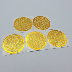 5un Flor da Vida Adesivos metálicos Dourados (5unx3.5cm) Geometria Sagrada