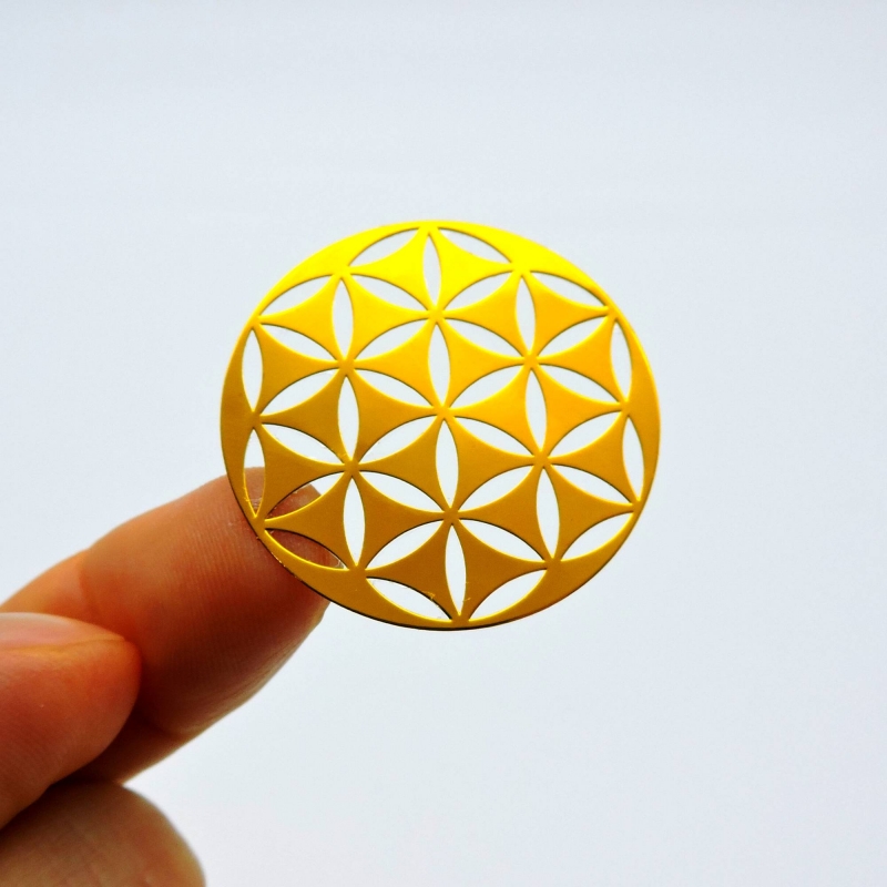 5un Flor da Vida Adesivos metálicos Dourados (5unx3.6cm) Geometria Sagrada