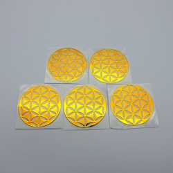 5un Flor da Vida Adesivos metálicos Dourados (5unx3.6cm) Geometria Sagrada