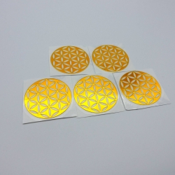 5un Flor da Vida Adesivos metálicos Dourados (5unx3.6cm) Geometria Sagrada