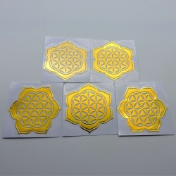 5un*4cm Flor da Vida em Flor de Lótus Adesivos metálicos Dourados (5unx4cm) Geometria Sagrada