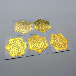 5un*4cm Flor da Vida em Flor de Lótus Adesivos metálicos Dourados (5unx4cm) Geometria Sagrada